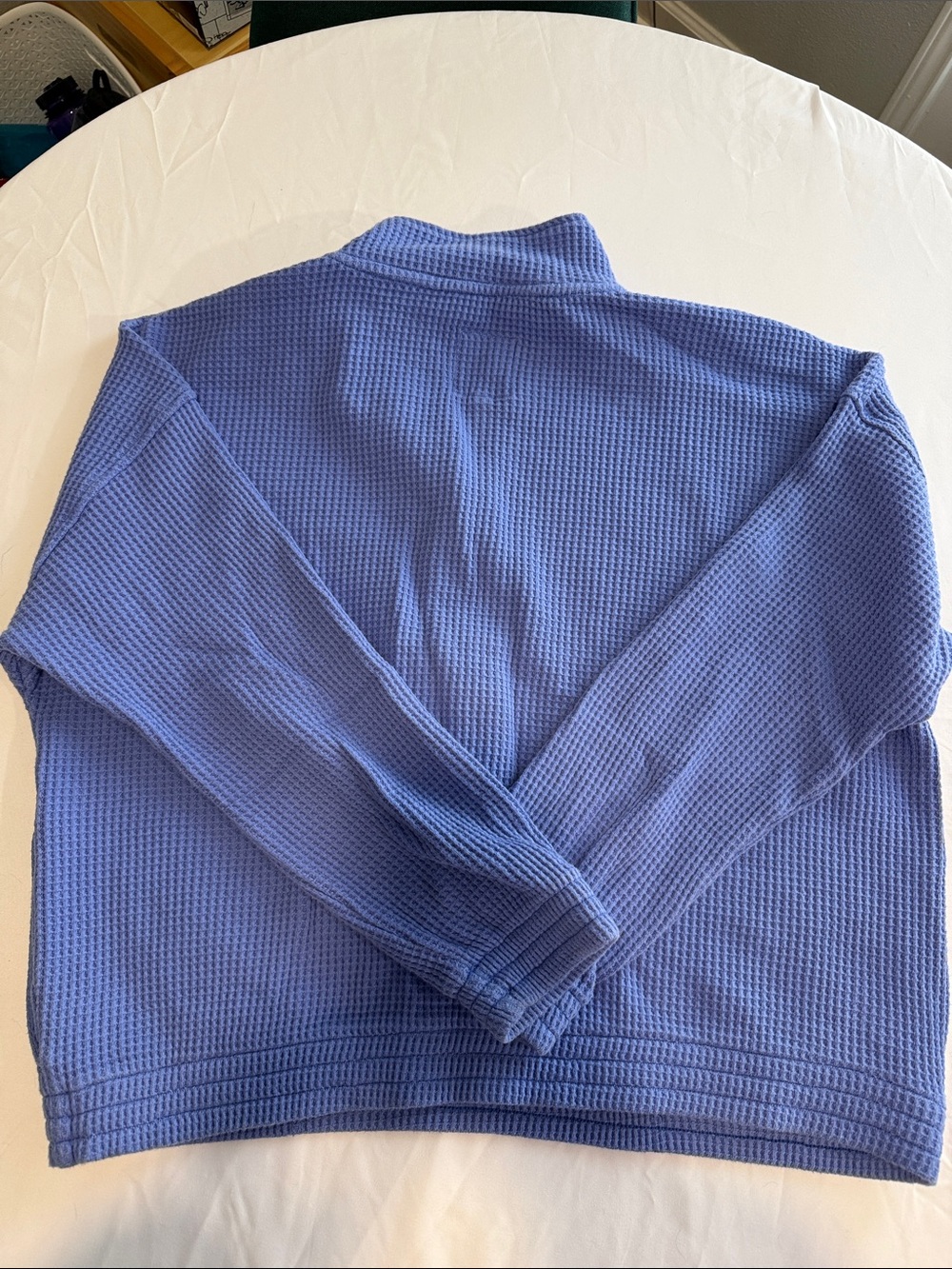 aerie Waffle-Knit Half-Zip Pullover in Periwinkle Blue - Picture 9 of 9